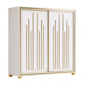Schwebetürenschrank 180 × 60 × 200 cm Weiss/Gold aus Spanplatte