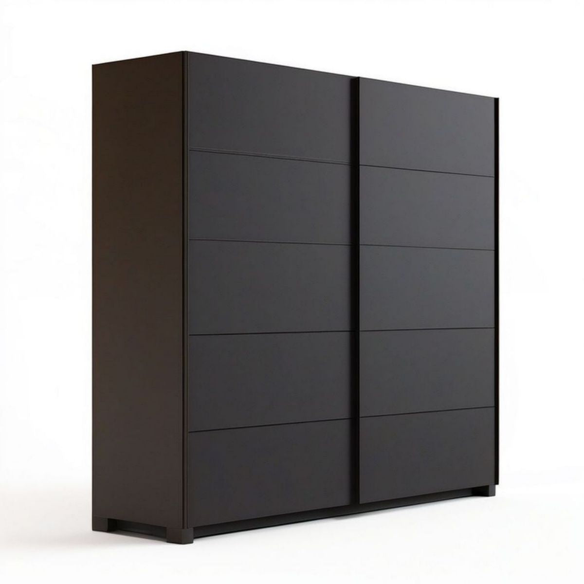 Schwarzer Schwebetürenschrank mit 2 Türen, 180 x 60 x 200 cm