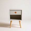 Nachttisch mit Schublade und offenem Fach, 40 x 35 x 60 cm, Weiss/Natur, MDF und Massivholz