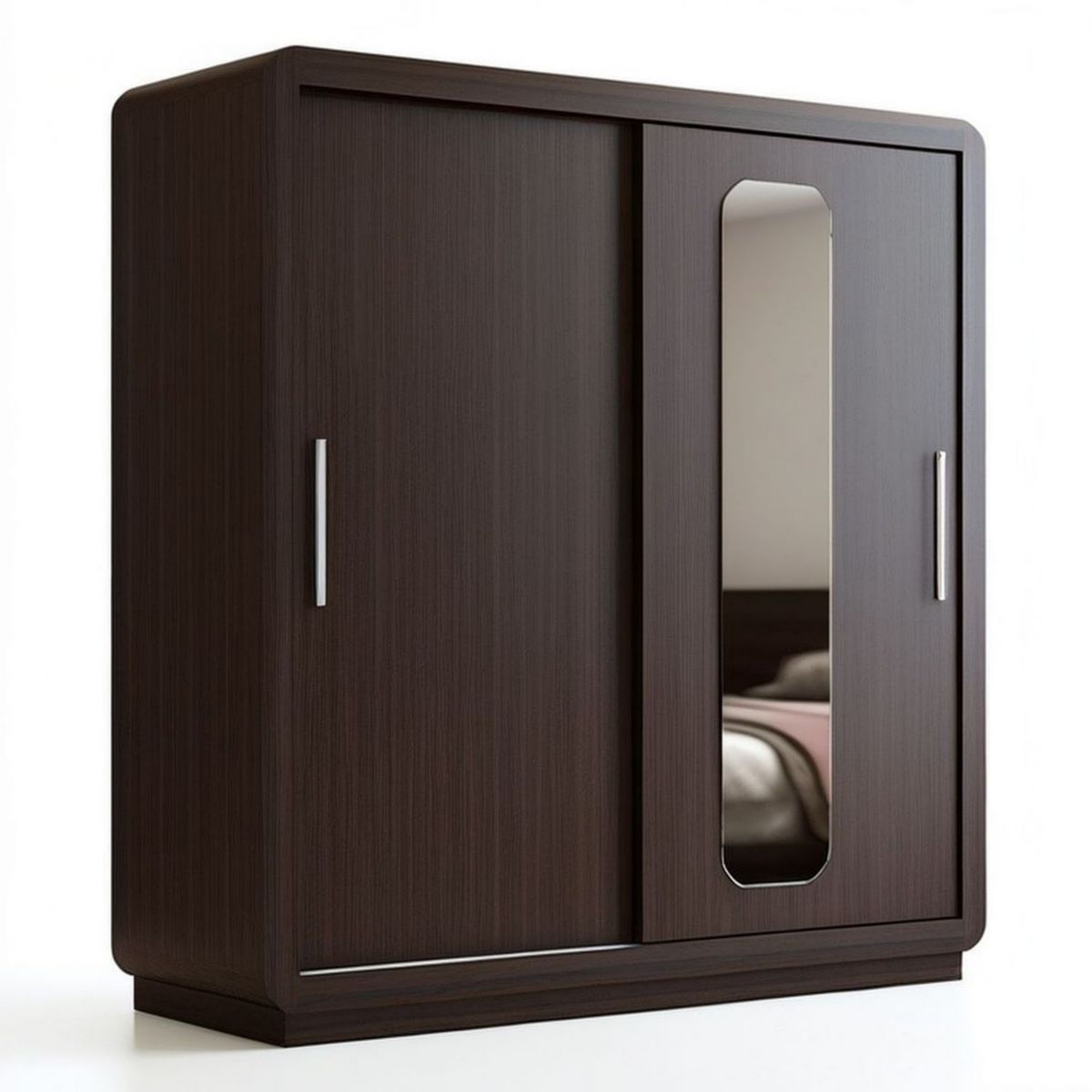 Schiebetürenschrank mit Spiegel, 150 x 60 x 200 cm, Dunkelbraun