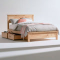 Doppelbett aus massivem Kiefernholz mit 2 Rollschubladen, 160 x 200 cm, Natur