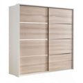 Schwebetürenschrank 180 x 62 x 215 cm in Weiss und Eichenfarben