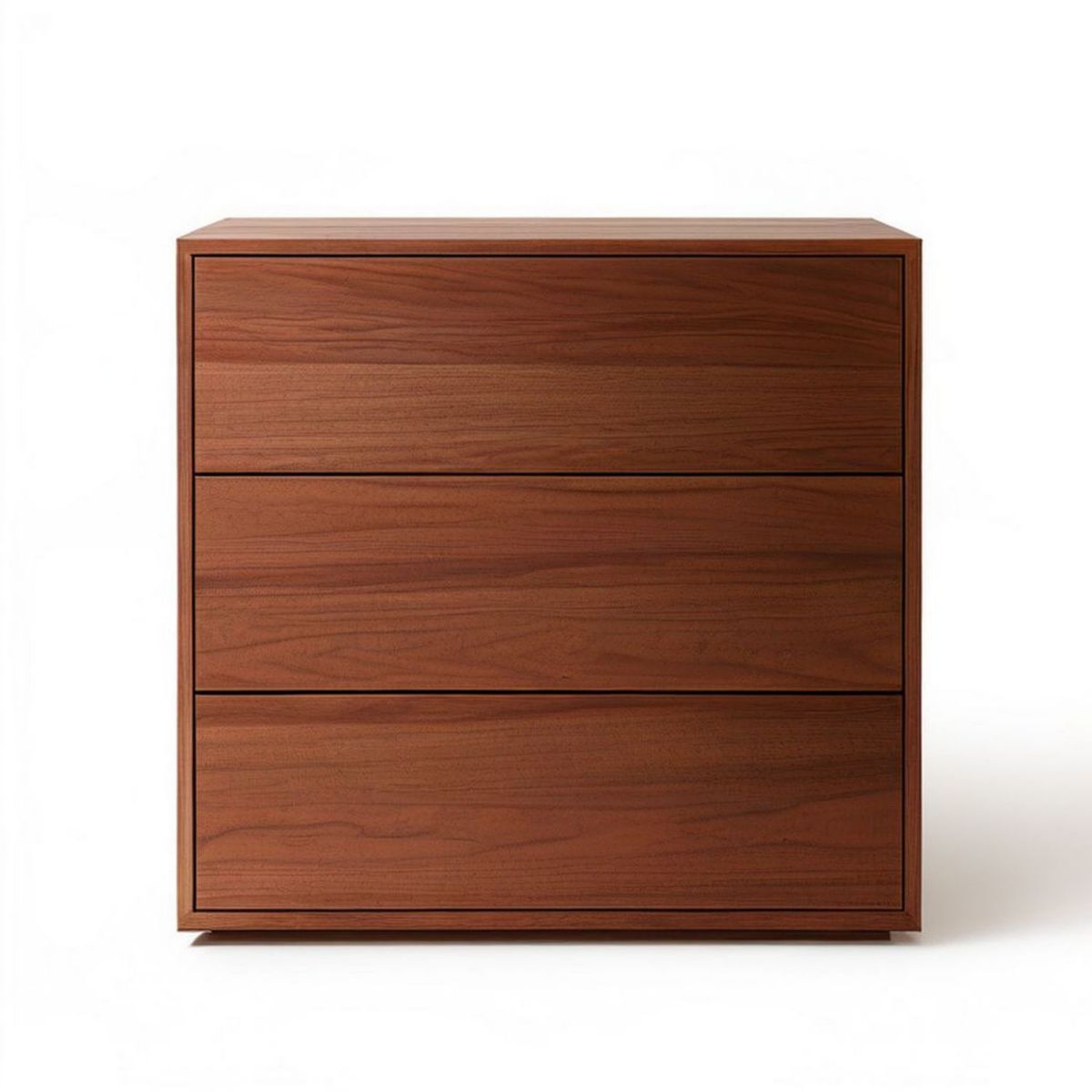 Kommode mit 3 Schubladen aus MDF mit Nussbaumfurnier, Nussbraun, 80 x 45 x 100 cm