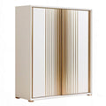 Kleiderschrank mit 2 Schiebetüren, 120 x 60 x 200 cm, Weiss/Gold, MDF und Aluminium