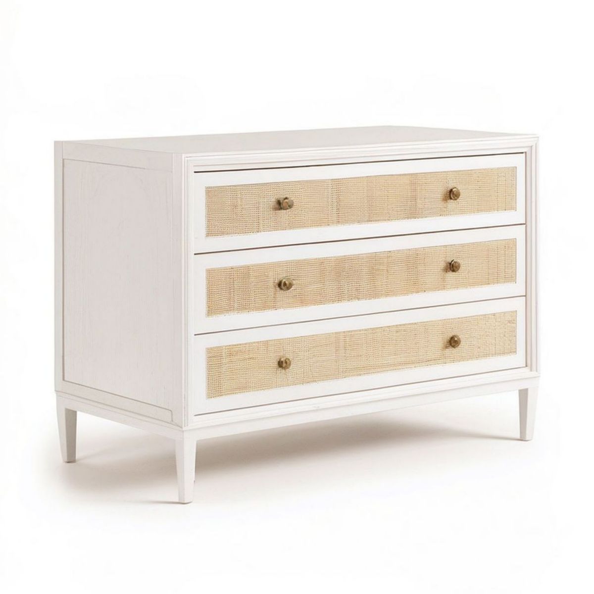 Kommode mit 3 Schubladen, 120 x 50 x 90 cm, Weiss/Naturbeige