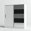 Kleiderschrank mit 2 Schiebetüren in Weiss, Grau und Schwarz, 120 x 60 x 200 cm