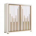 Kleiderschrank mit 2 Schiebetüren, 120 x 60 x 200 cm, Weiss/Gold